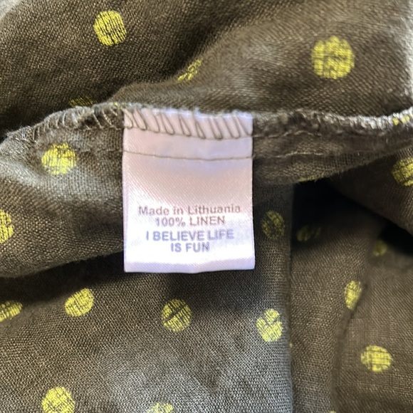 FLAX Linen Olive Green Polka Dot Sleeveless Top Sz M - Picture 8 of 11